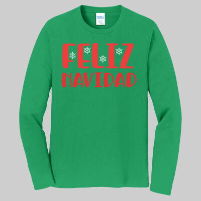 Adult Long Sleeve Shirt - Feliz Navidad - Red Thumbnail